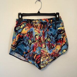 DISCIPLINES Vintage 80s Funky Abstract Eclectic Mini Hot Shorts, Multicolor- Med